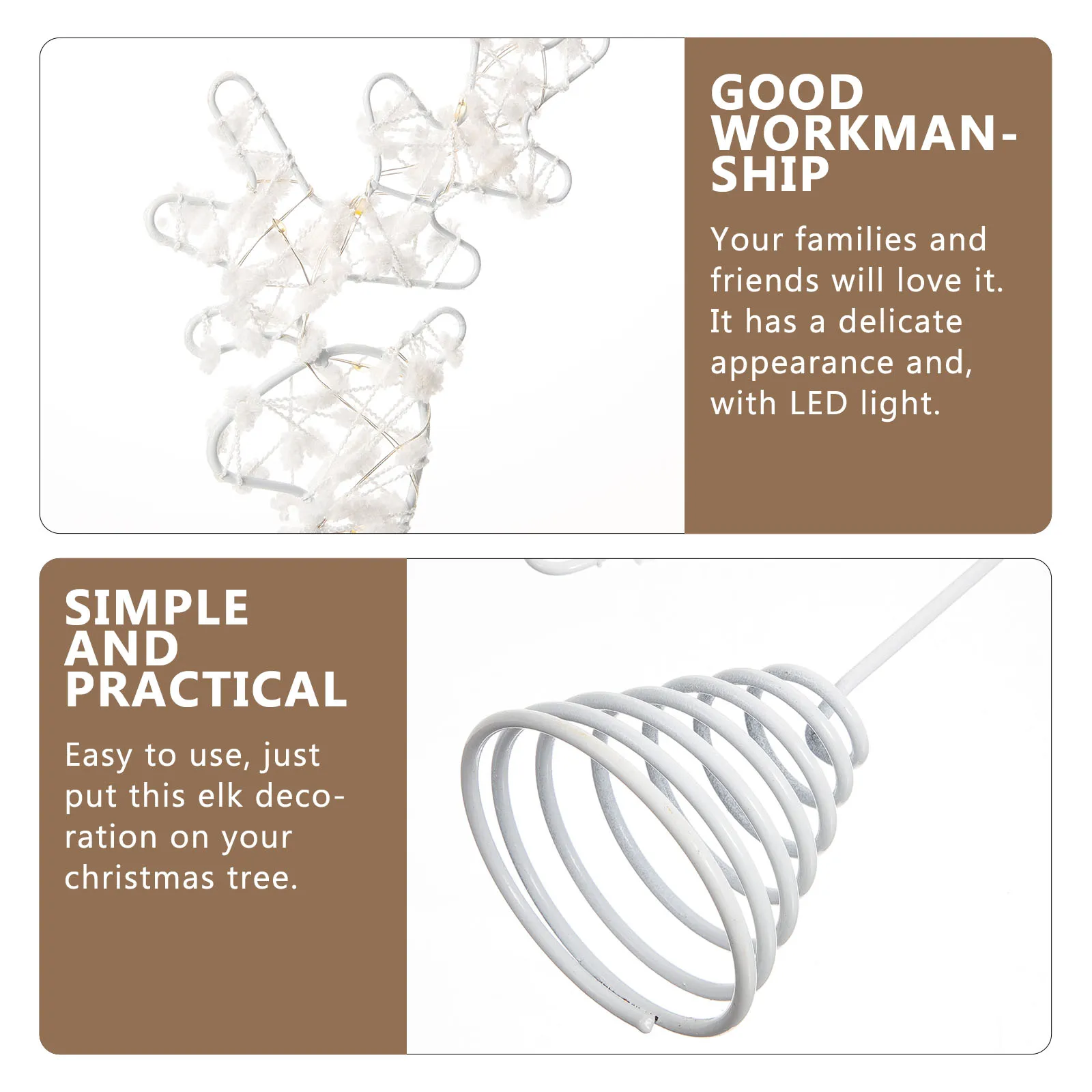 

Christmas Tree Elk Topper LED Lights Exquisite Decorative Xmas Tree Ornament Holiday Party Decoration Christmas Treetop Elk