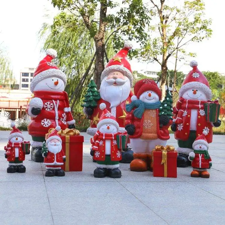 2023 Funny Giant Christmas Ornaments Fiberglass Santa Claus Figurine Home Decor Animatronic Outdoor Christmas Decorations Sale