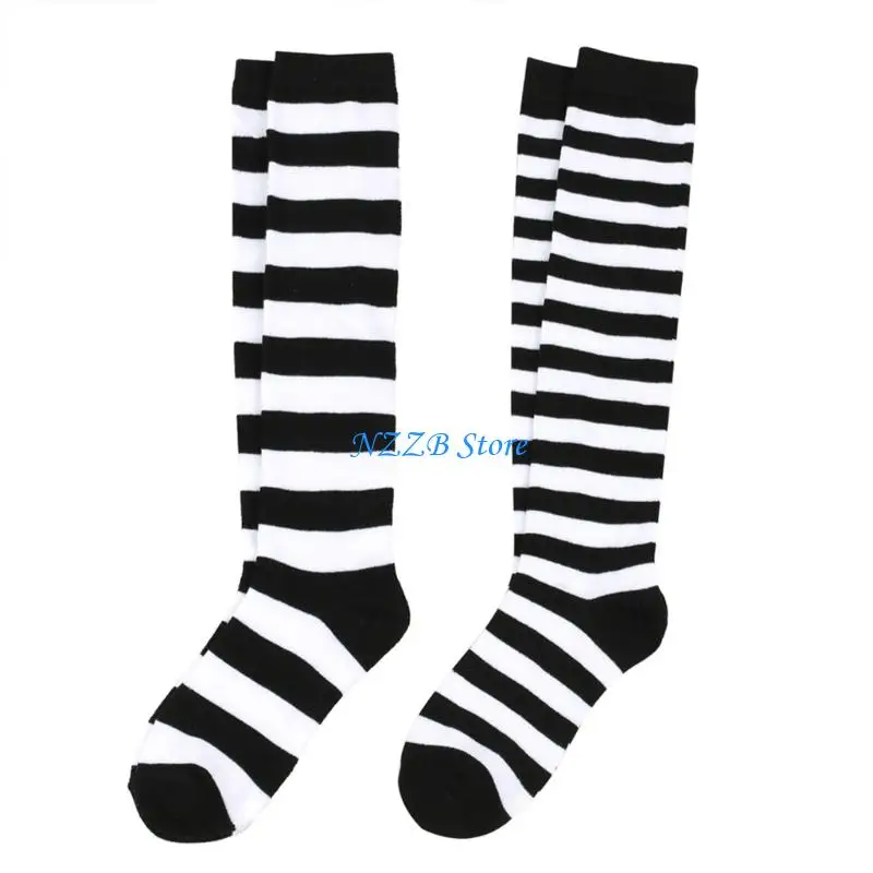 

T21F Women's Stripe Knee Highs Socks Long Tube Socks Stripe Stockings Athletic Stockings Stripe Calf Socks Cosplay Socks