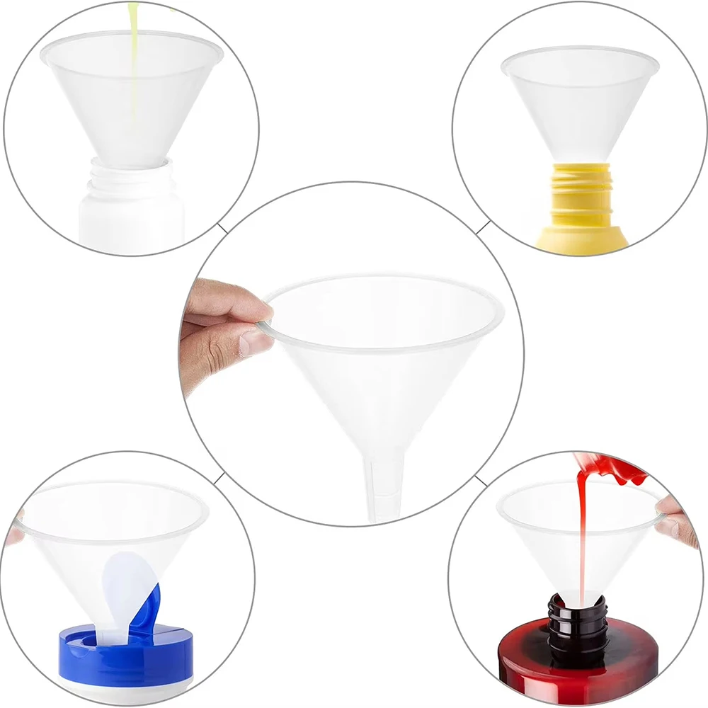 1/3Pcs Lab PP Funnels Reusable Clear Plastic Funnel Set Kitchen Funnel Lab Bottles Essential Oils