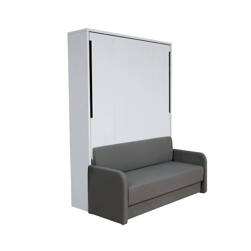 

Gray simple folding wall bed, small apartment space-saving furniture flip folding invisible bed