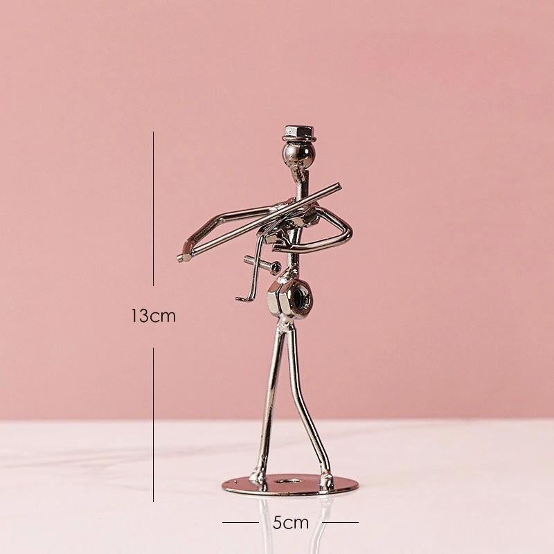 Creative Band Little Iron Man Metal Craft Figurines Model Home Decor Ornament for Living Room Entryway Wine Cabinet Decoration