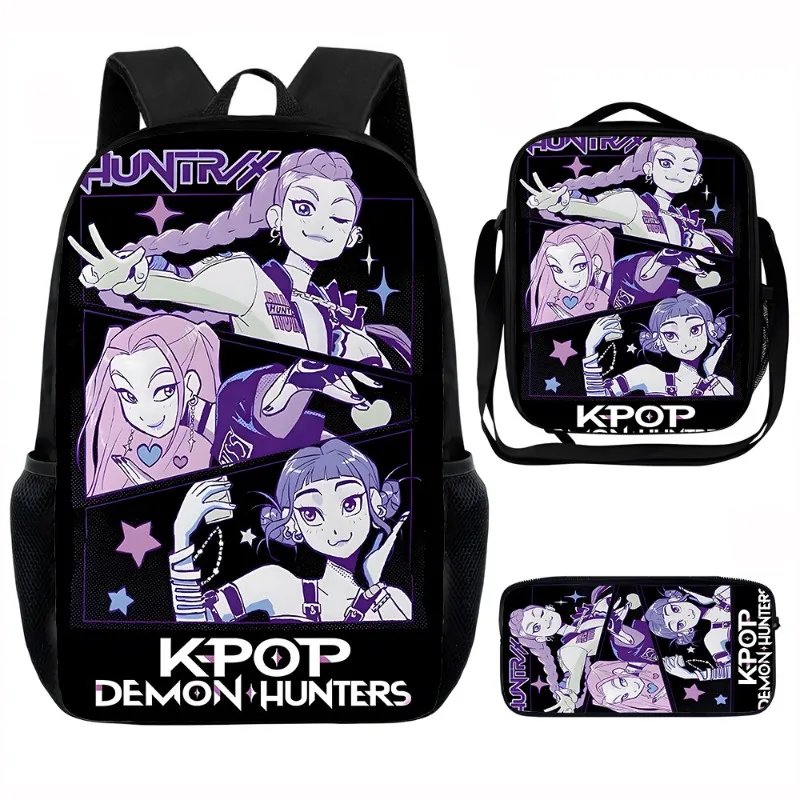 3 Pcs/set Printed Popular Anime KPop Demon Hunters Backpacks Cute Rucksack Kindergarten Fashion Style Urban Laptop Bag Schoolbag