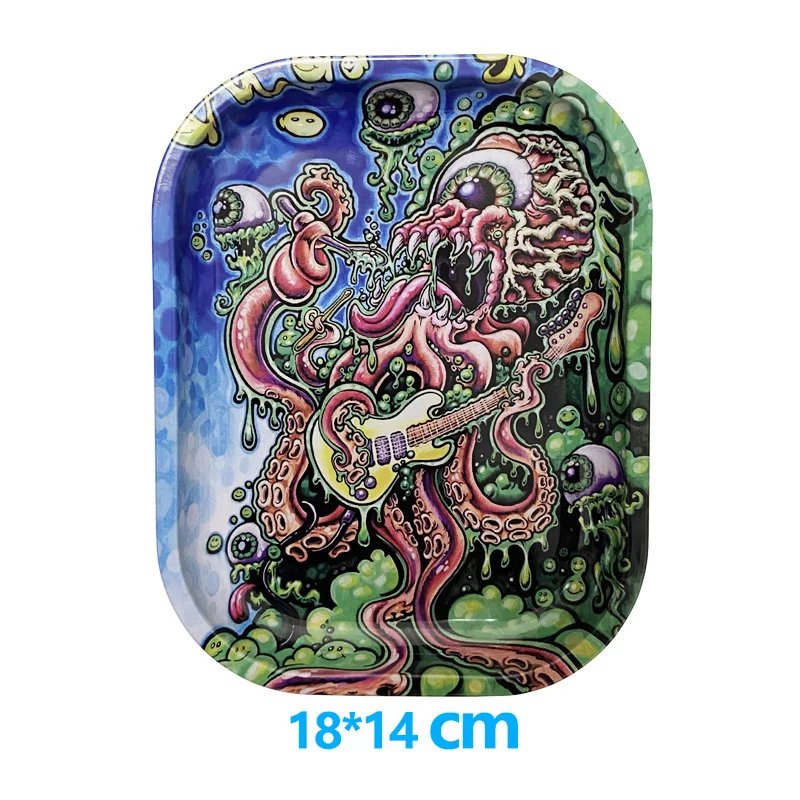 18*14cm Metal Tobacco Rolling Tray Cigarette Smoking Accessories Dish Tin Storage Plate Small Roller Container