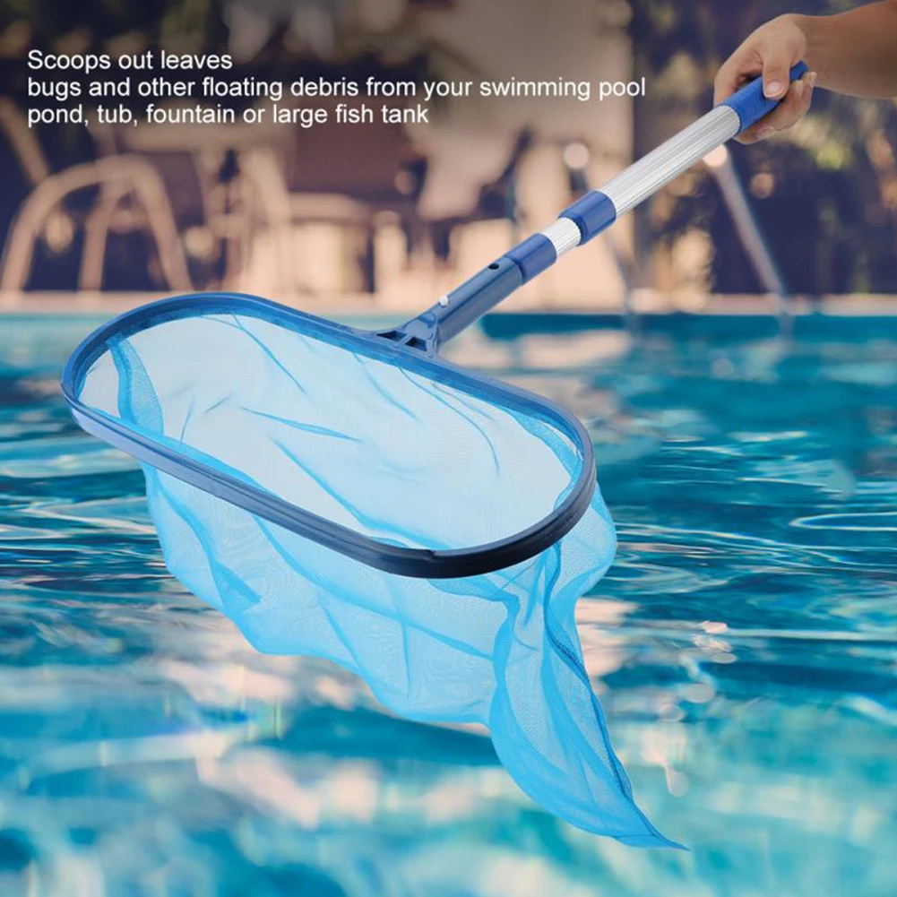 Pond Removal Cleaning Leaf Rake Mesh Swimming Pool Skimmer Net w/Telescopic Pole
