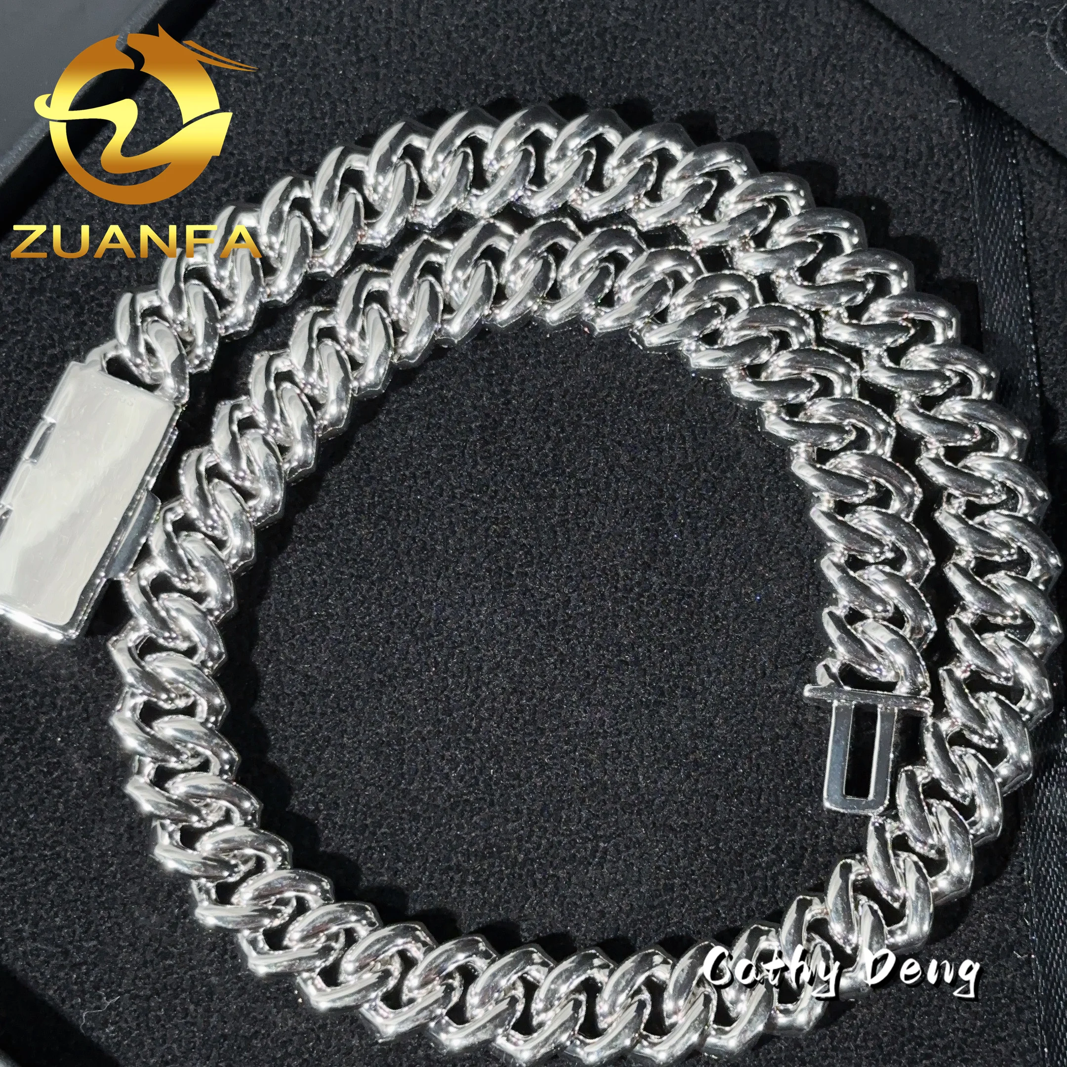 Shipping Read 15mm 925 Silver Moissanite Chain Cuban High Quality Hip Hop Jewelry Cuban Link Chain Bracelet With GRA Certificate