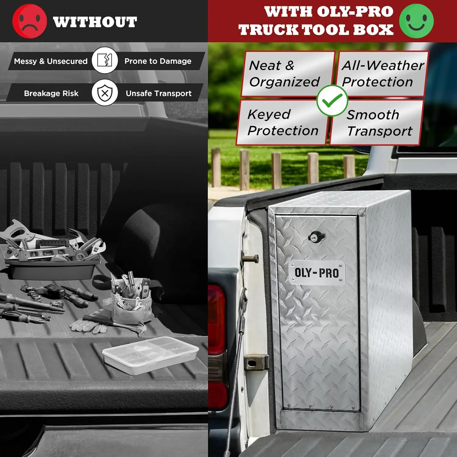 صندوق أدوات سرير الشاحنة مع شرائح 5 أدراج |   أداة تخزين الصدر للأدوات المصنوعة من الألومنيوم شديدة التحمل قابلة للقفل للبيك اب وموقع العمل والشاحنات الجانبية |   8-