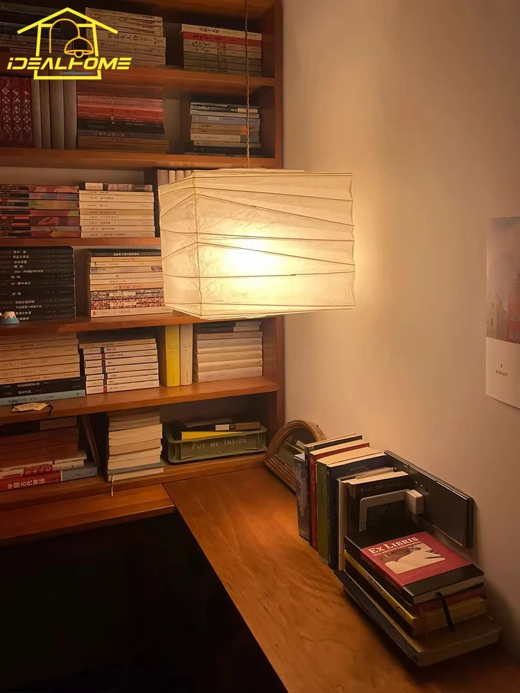 Japanese Wabi-sabi Akari Noguchi Yong Rice Paper Pendant Light LED E27 Medieval Designer Hanging Lamp Restaurant Living/Tea Room