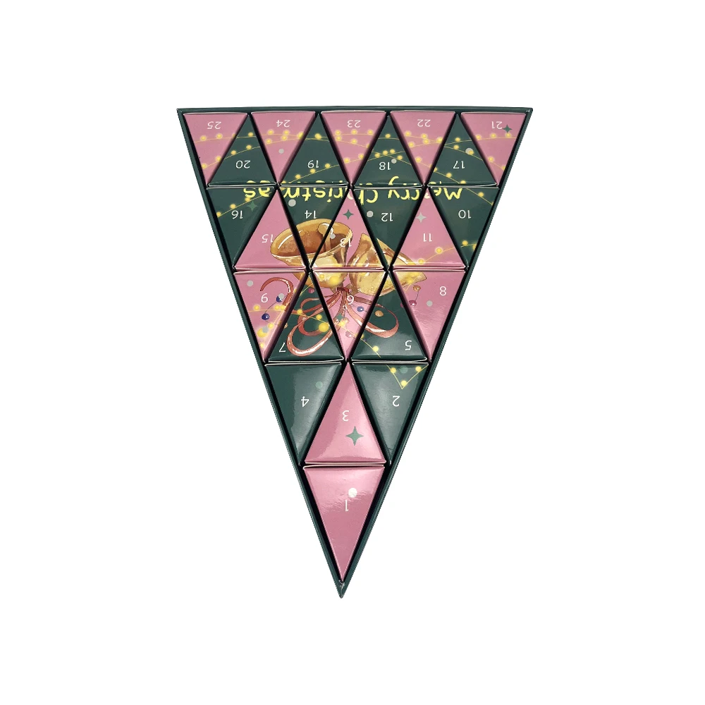 Customization.Customization.Custom Gold Foil Empty Chocolate Packaging 25 Days Christmas Countdown Advent Calendar UV Paperboard