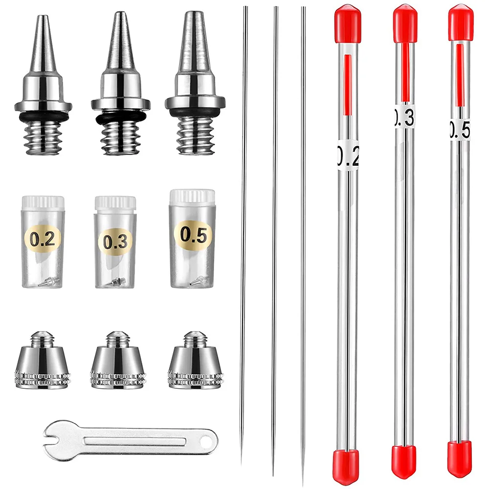 

10 Pieces Airbrush Nozzle Needle Nozzle Cap Kit with Wrench Airbrush Replacement Parts for Airbrush Sprayer Accessories