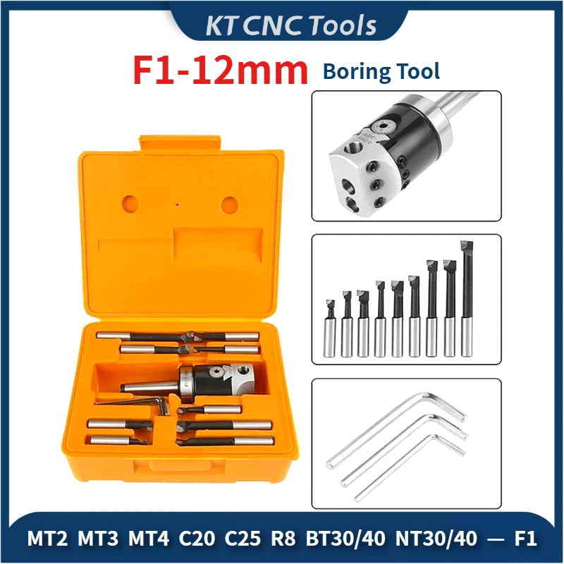 

F1 Boring Tools Set BT30 BT40 BT50 NT30 NT40 NT50 MT2 MT3 MT4 MT5 C20 C25 R8 2/3/4 inches Milling Machine Boring Tool Holder Set