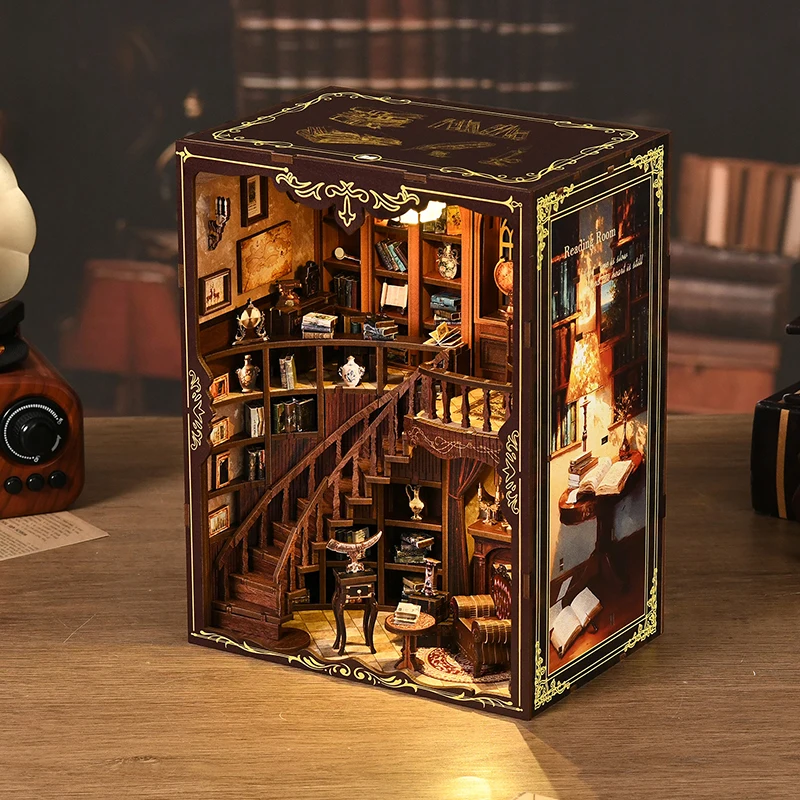 

Wooden Doll House DIY Book Nook Kit 3D Puzzle Assembly Model Figurines Bookshelf Insert Decoration With Furniture Dollhouse Gift