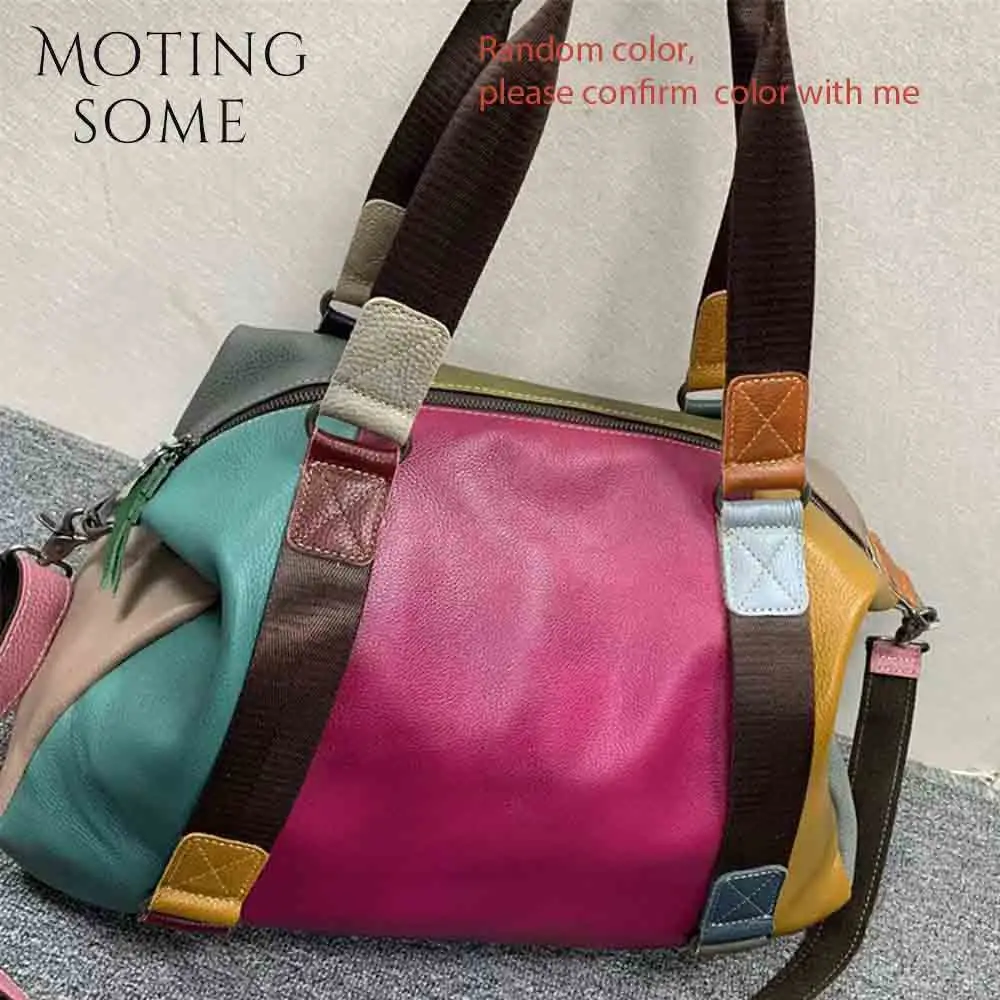 Motingsome Vintage Leather Woman Bags Shoulder Handbag and Purse Luxury Full Grain Cowhide Oversized Casual Tote Daily Bag 2024