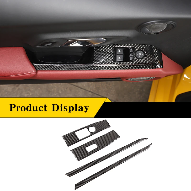 

For Toyota Supra GR A90 2019-2022 Soft Carbon Fiber Car Glass Lift Switch Trim Sticker Parts Car Interior Retrofit Accessories