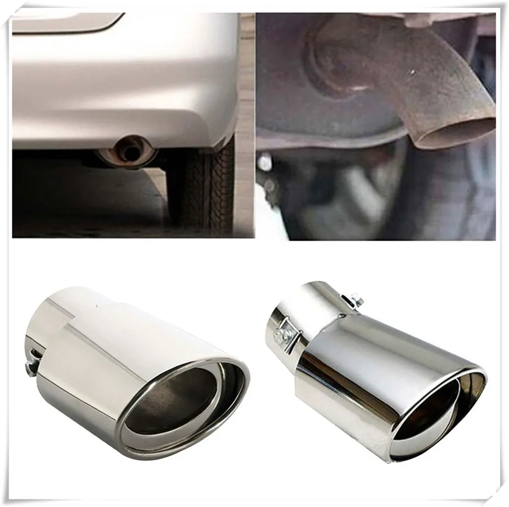 Universal Car Accessories Muffler Tip Round Stainless for Volkswagen vw Jetta Golf 7 5 6 Passat Phaeton 4.2 EOS 3.2 V6 Touareg