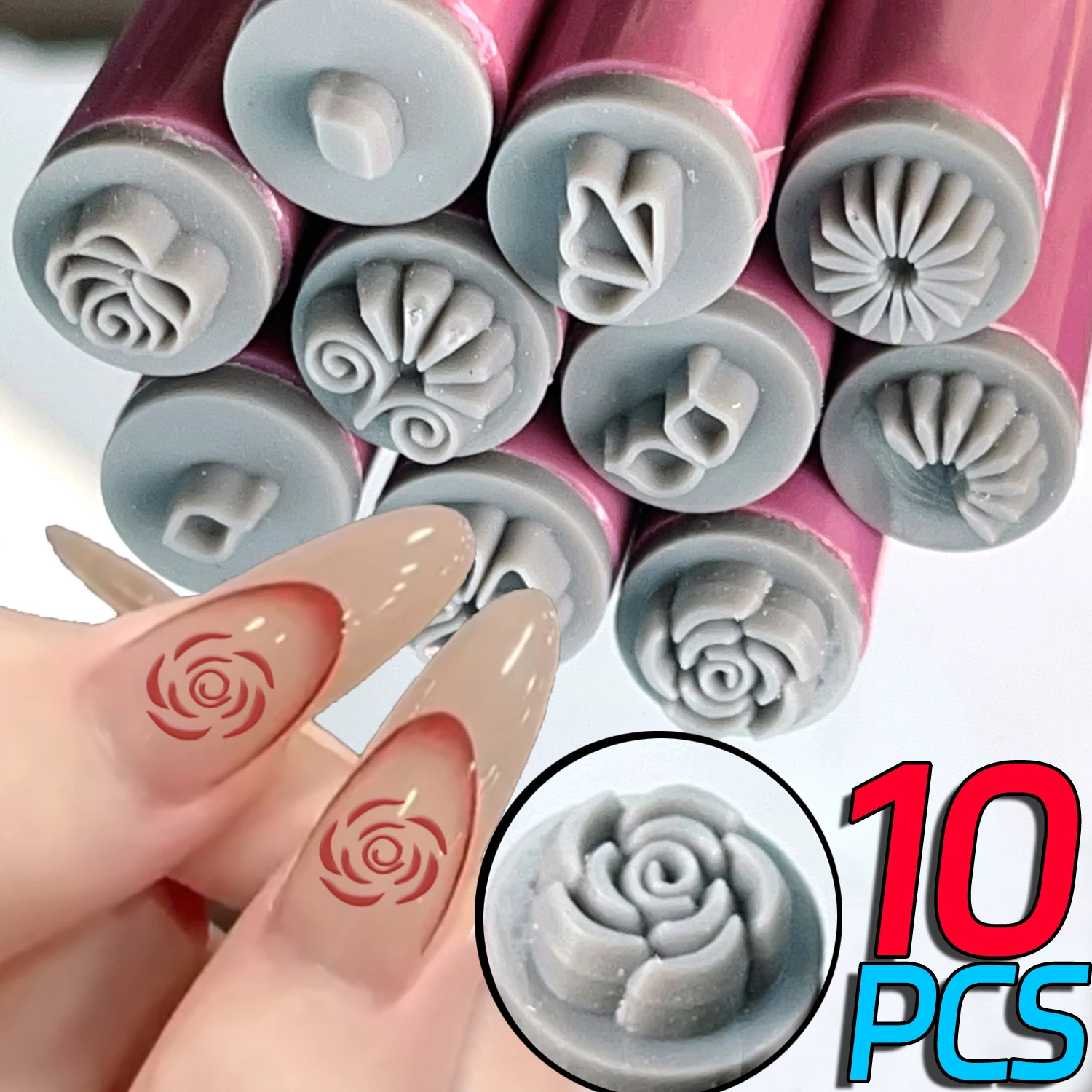 1/6/10PCS Flower Butterfly Pattern Nail Stamp Set Multifunctional Nails Painting Tool Nail Doodle Pen Art Brushstroke Templates