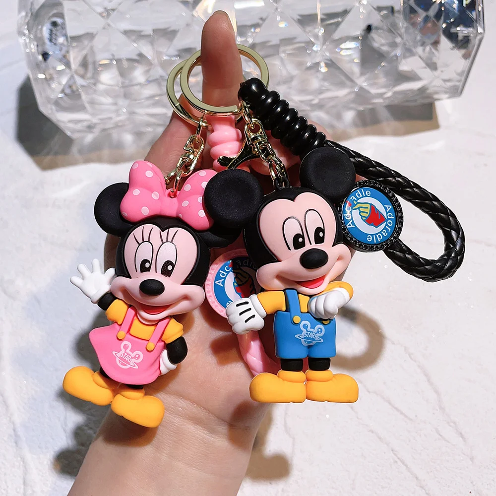 Miniso New  Anime Cartoon Mickey Mouse Minnie Figure Keychains Donald Duck Piglet Key Chain Model Kid Toy Kawaii Children Gift