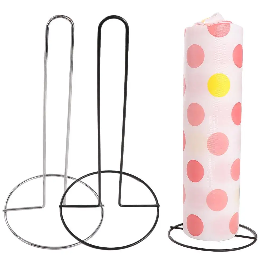Stainless Steel Roll Paper Towel Holder Black/Silver One-handed Tear Vertical Napkins Rack Free Standing Tissue Stand Countertop