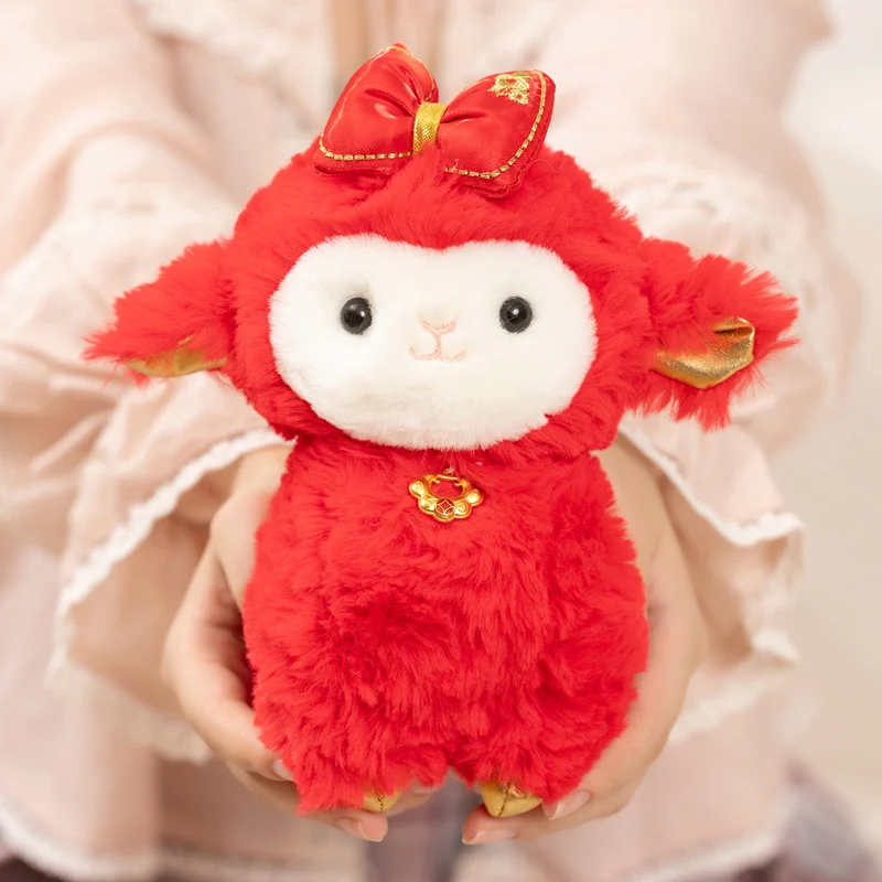 20cm Lucky Bow Lamb Plush Doll 2027 Chinese New Year Sheep Plush Toy  Spring Festival Decor New Year Gift