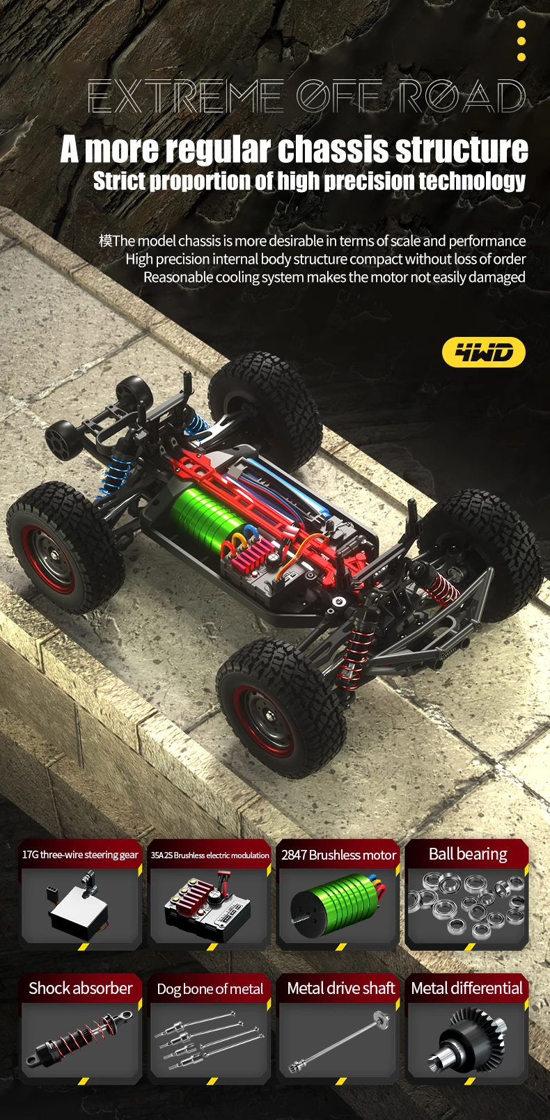 Imagem -06 - Off-road Drift Carro com Luzes sem Escova Bigfoot Escalada 4wd Velocidaderacing Brinquedo para Crianças e Adultos Presente Competitivo 1:14 Profissional