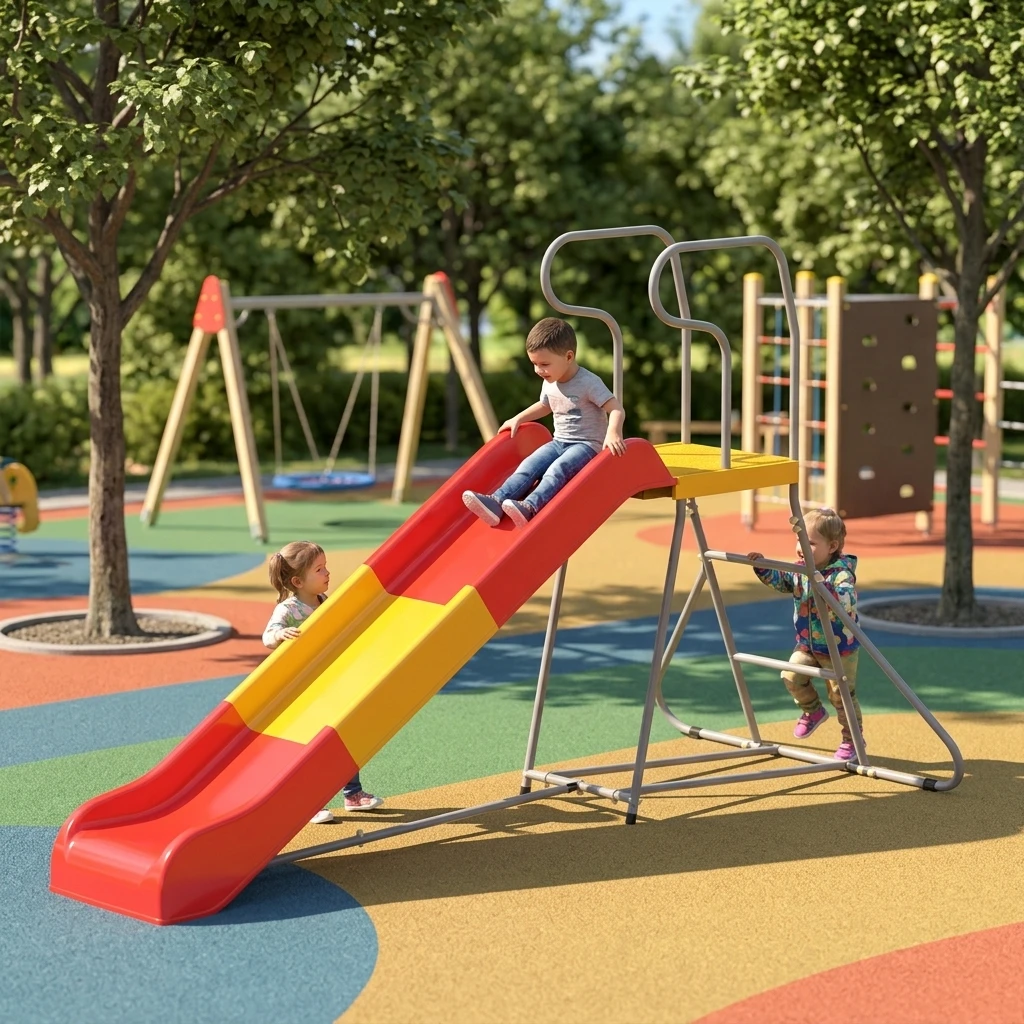 Safe Multifunction Toddler Outdoor Playhouse Slide, Kids Playground Single Slide Toy, Climber Playset Fun Sliding Activity Play