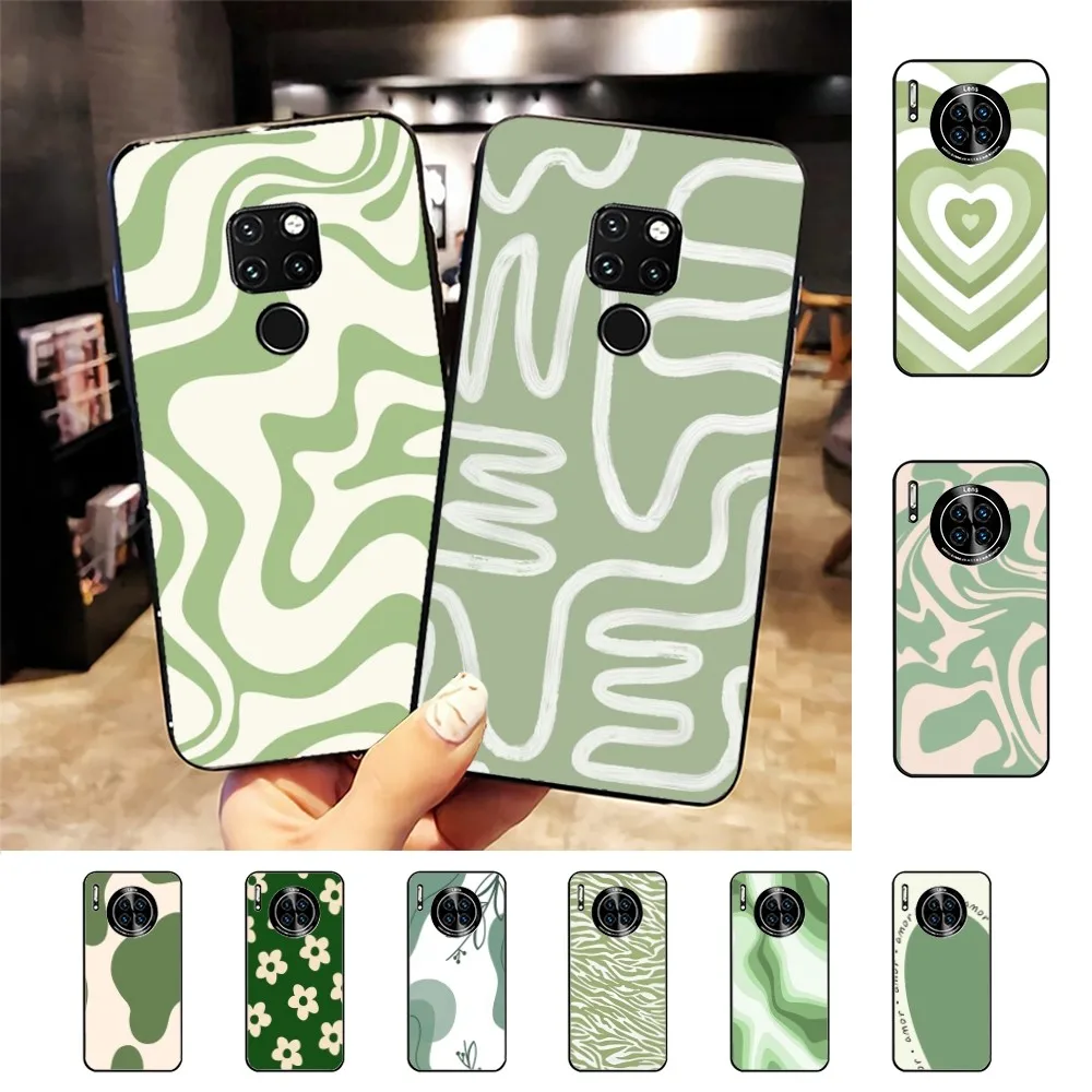 Fashion Green Swirl Aesthetic  Phone Case For Huawei Mate 10 20 30 40 50 lite pro Nova 3 3i 5 6 SE 7 pro 7SE