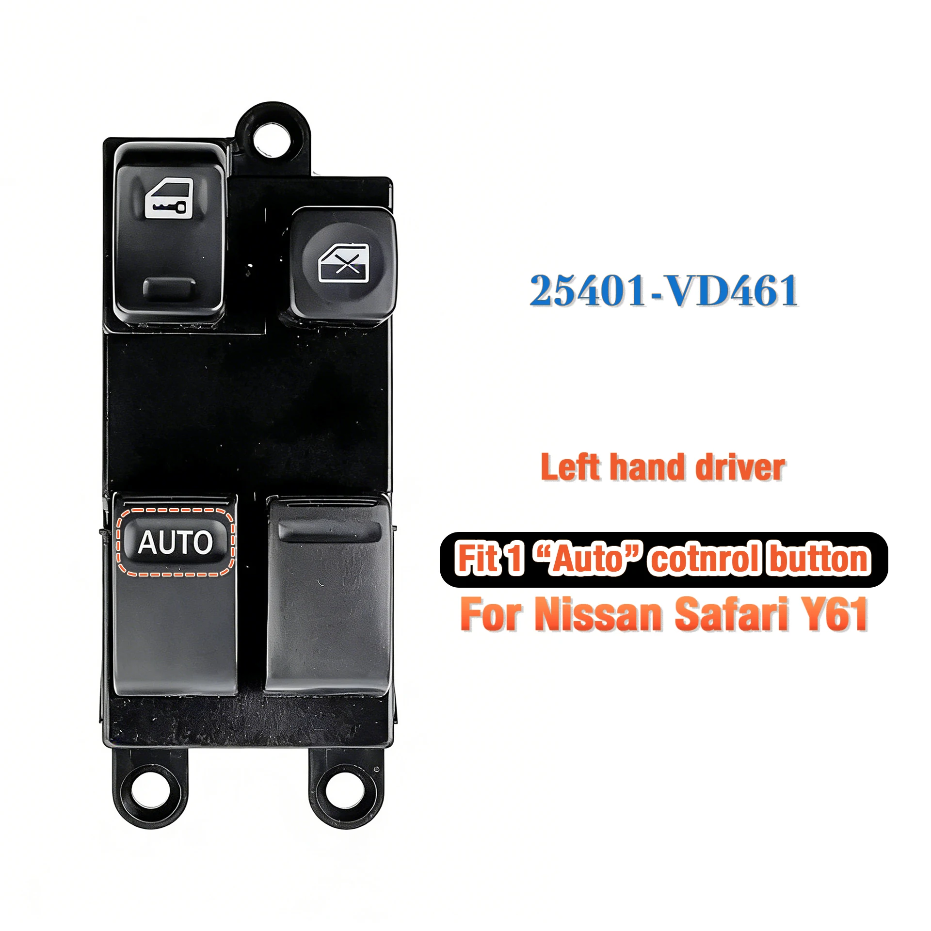 

25401-VD461 Для Nissan Safari Y61, передняя левая кнопка управления электрическим стеклоподъемником со стороны водителя