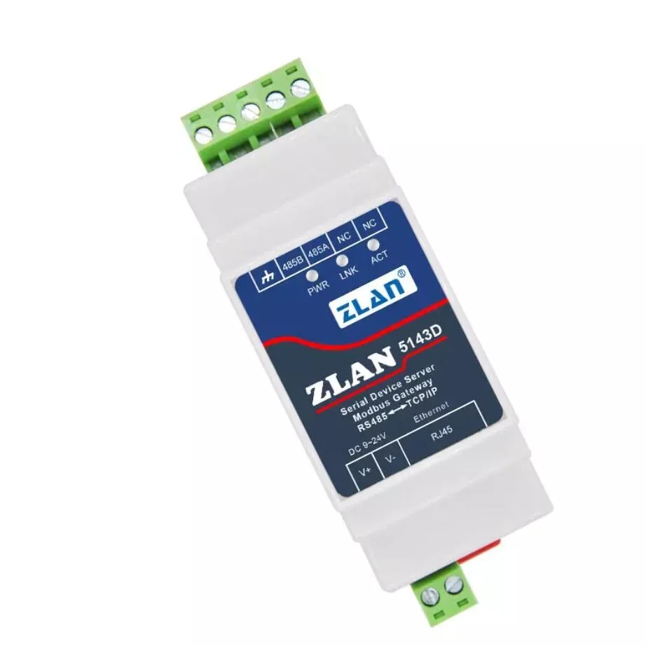ZLAN5143D Din Rail Mounting Tiny Size RS485 Serial port to TCP/IP Ethernet Converter server Modbus RTU to Modbus TCP