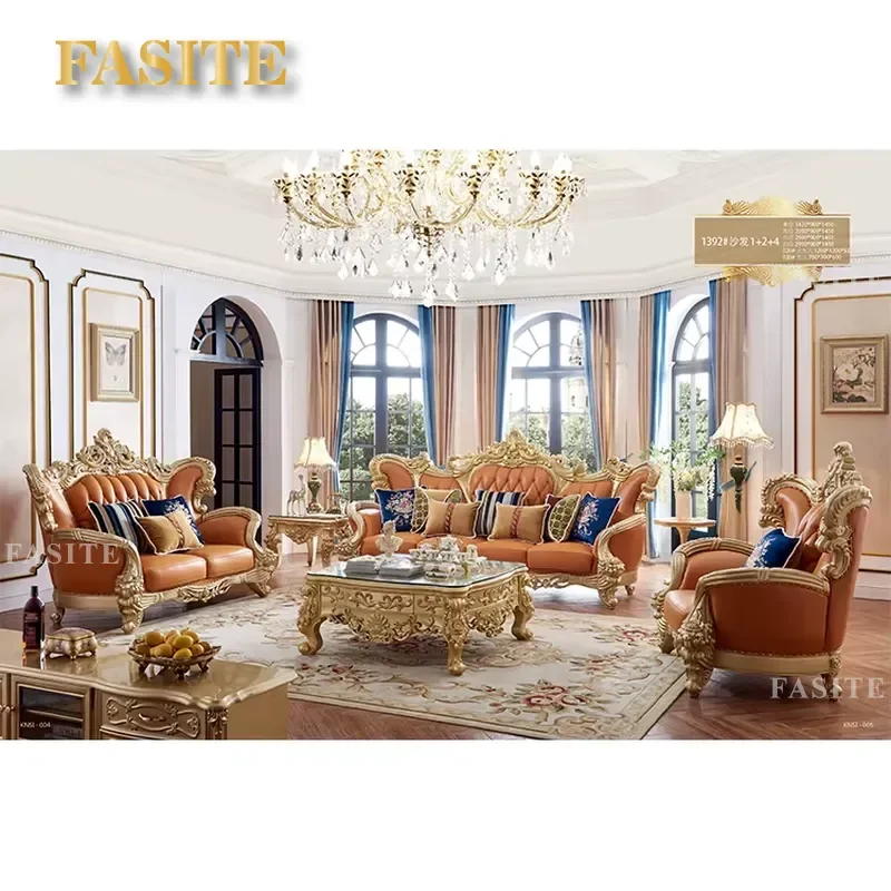 For Living Room Furniture Antique Style Classic Luxury Sofa Set 4 Pieces High Quality Fashion Hot Sale