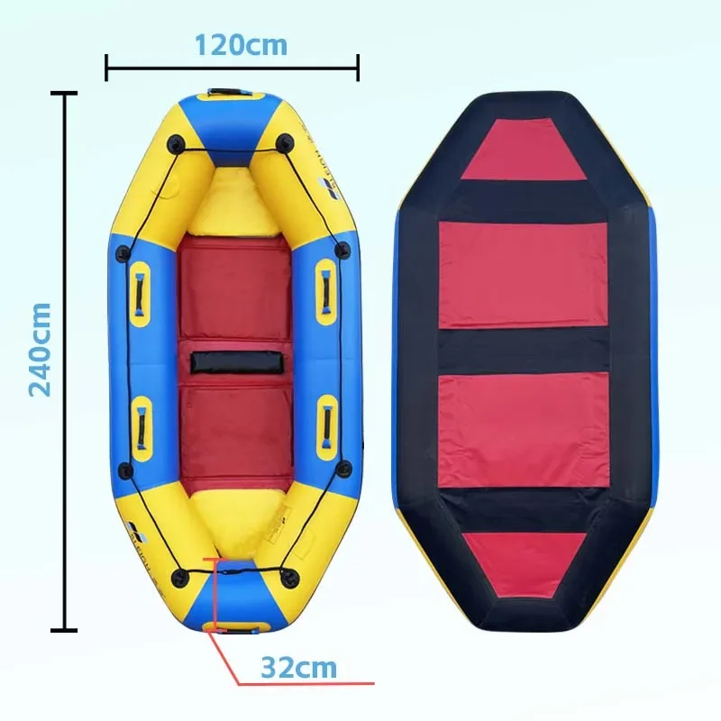 7.8ft Inflatable Drifting Boat 2 Person Rafting Kayak Scenic Area Wear-Resistant Rowing Canoe For Park Tourism Entertainment