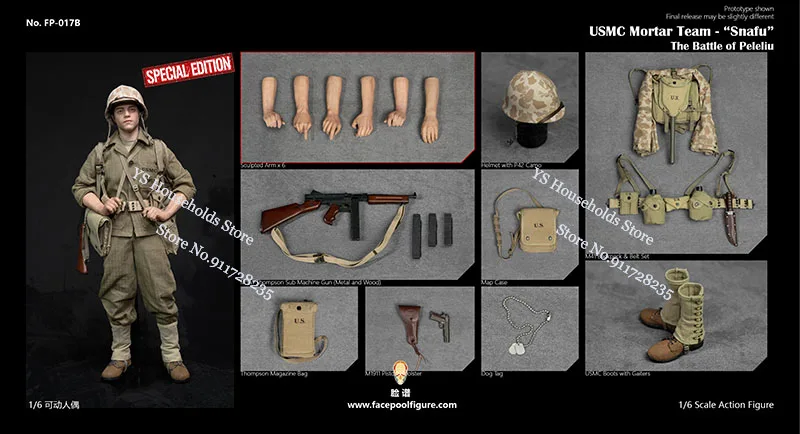 FP017 محدودة 1/6 مقياس الحرب العالمية الثانية مشاة البحرية الأمريكية فريق هاون Snafu معركة Peleliu العسكرية التاريخية 12 "مجموعة كاملة شخصيات الحركة الذكورية #3