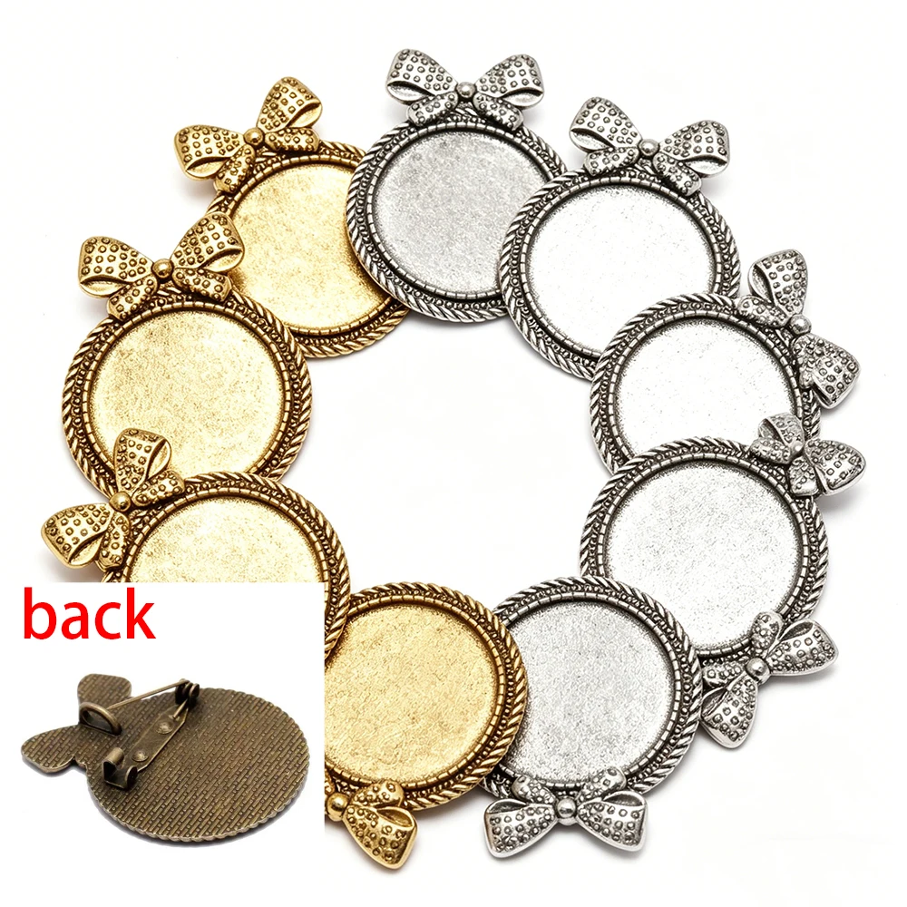 

5 шт. 30 мм, антикварные круглые основы для брошей-кабошонов, новая модная основа-основа для бантов, заготовки для изготовления ювелирных изделий своими руками