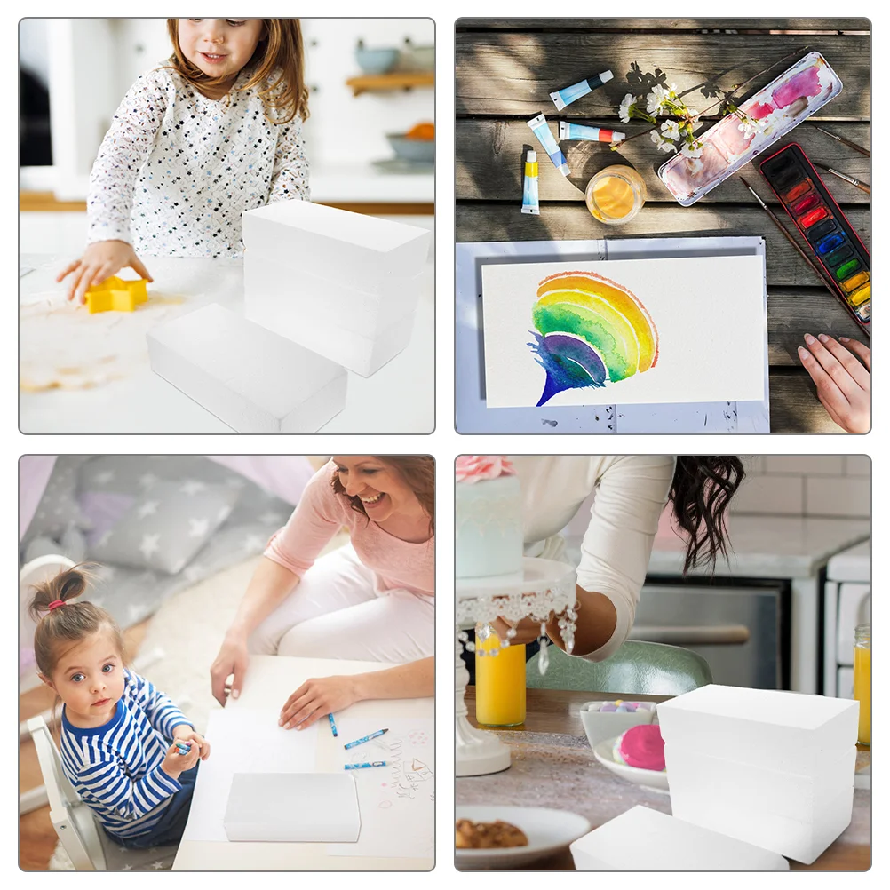 2Pcs Foam Block Polystyrene Blocks Soft Crafts Diy Painting Art Supplies Sets Foam Cubes Crafting Blocks Square