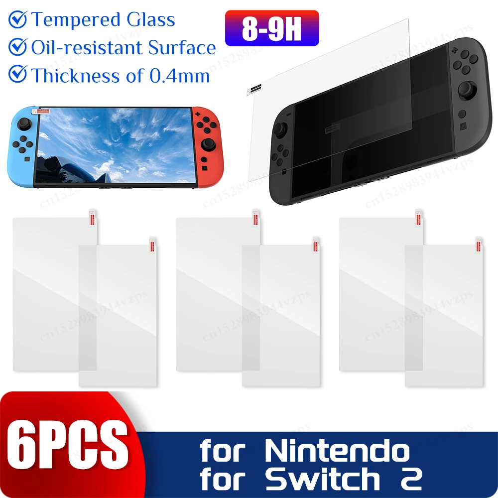 6-2Pcs Protective Glass for Nintendo Tempered Glass Anti-Scratch Screen Protector for Switch 2 NS Accessories Protective Film