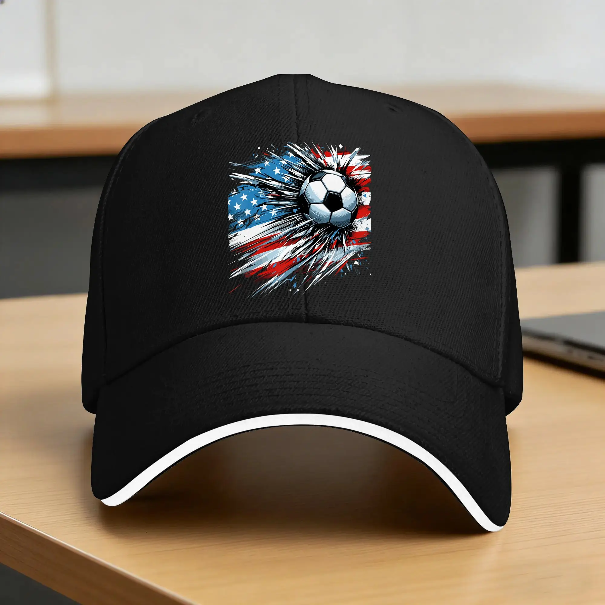 Spring Casual Baseball Cap Soccer Ball 4th of July Boys American Flag Patriotic Tennis Skate Trucker Hat Vintage Baseball Caps