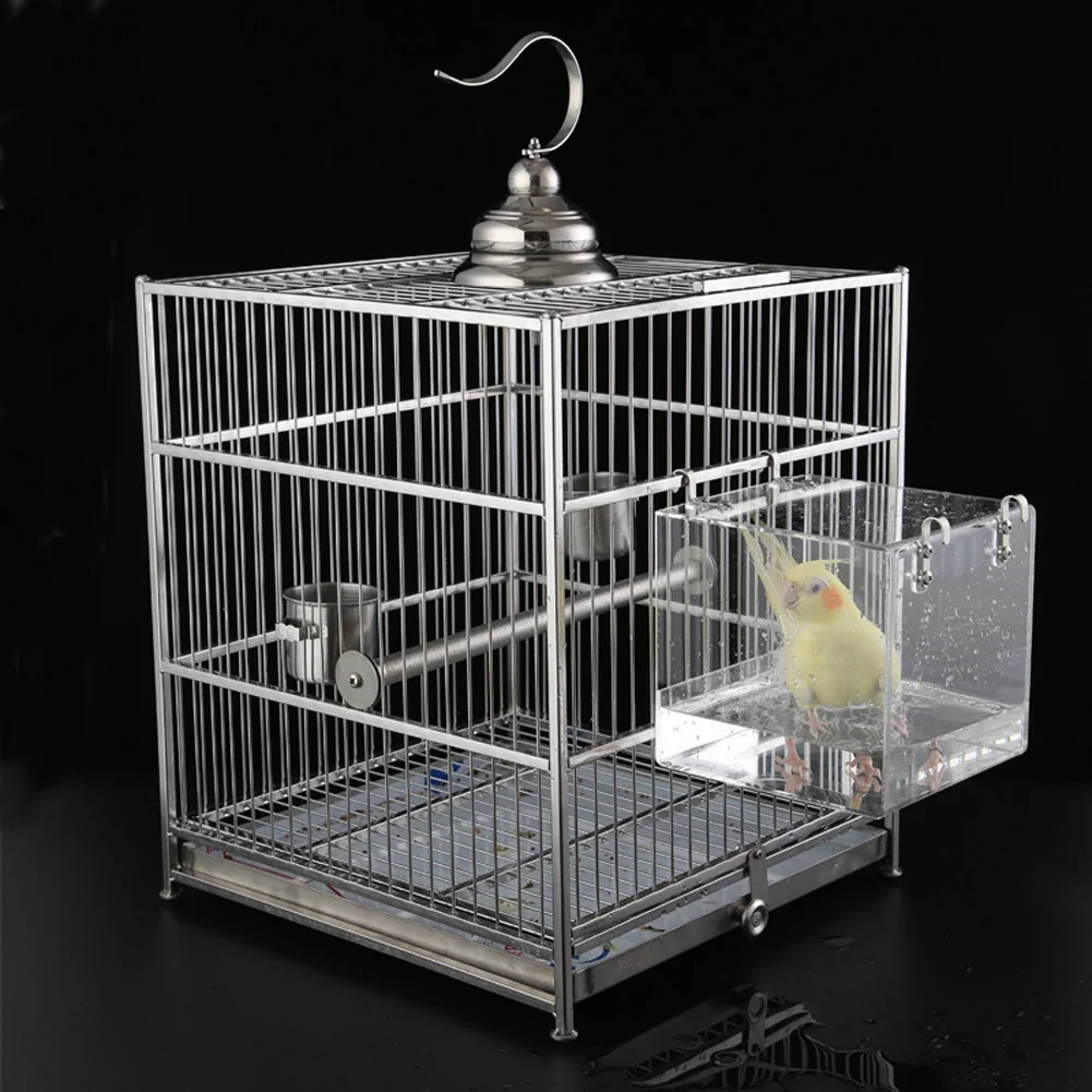 Transparent Bird Bath Box Thickened Hanging Water Bath Tub Bird Supplies Shower Acrylic Cage Accessory