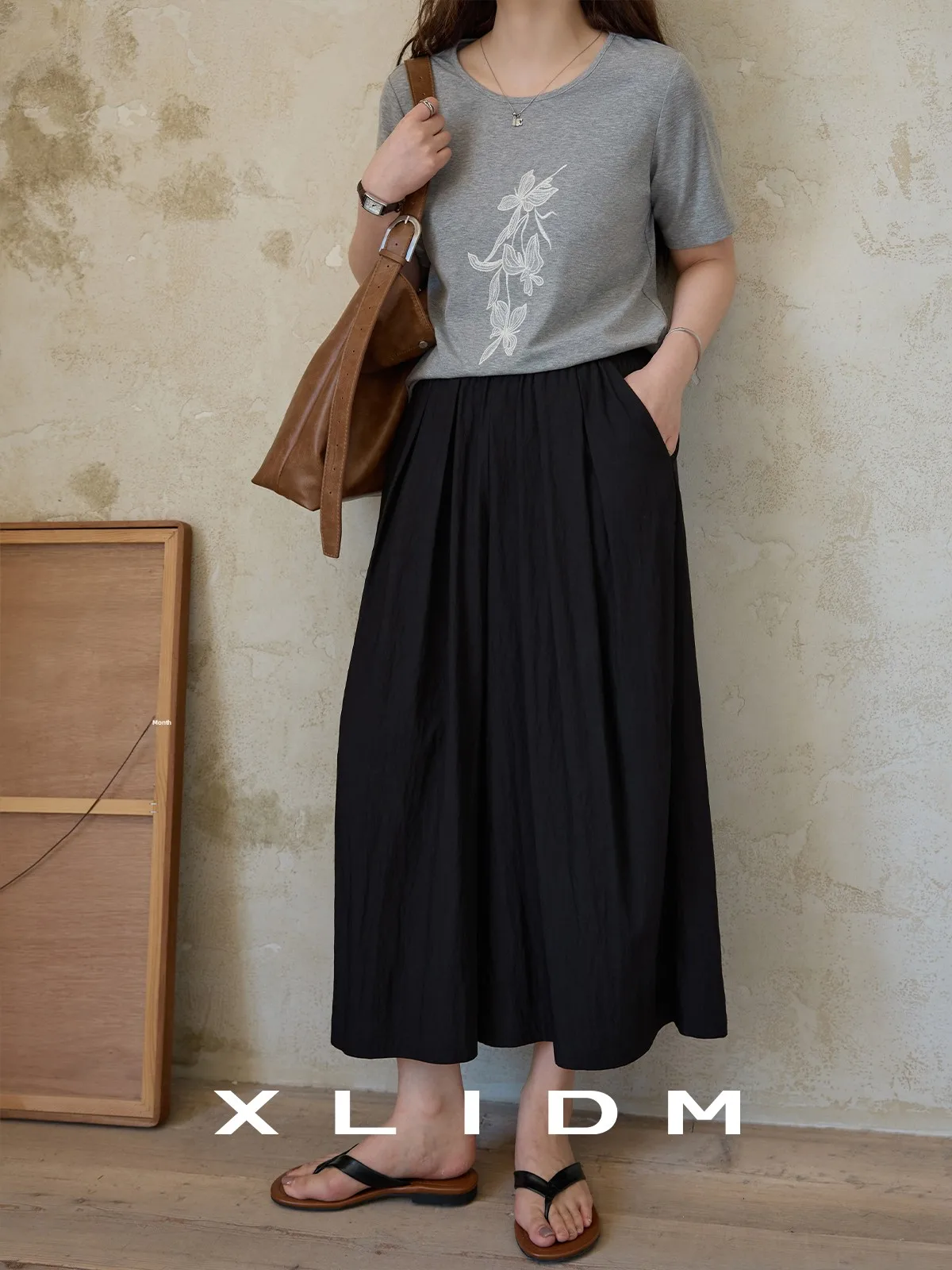 

Женская повседневная юбка трапециевидной формы больших размеров, дышащая крутая свободная талия, брюки-юбка для отдыха со словом