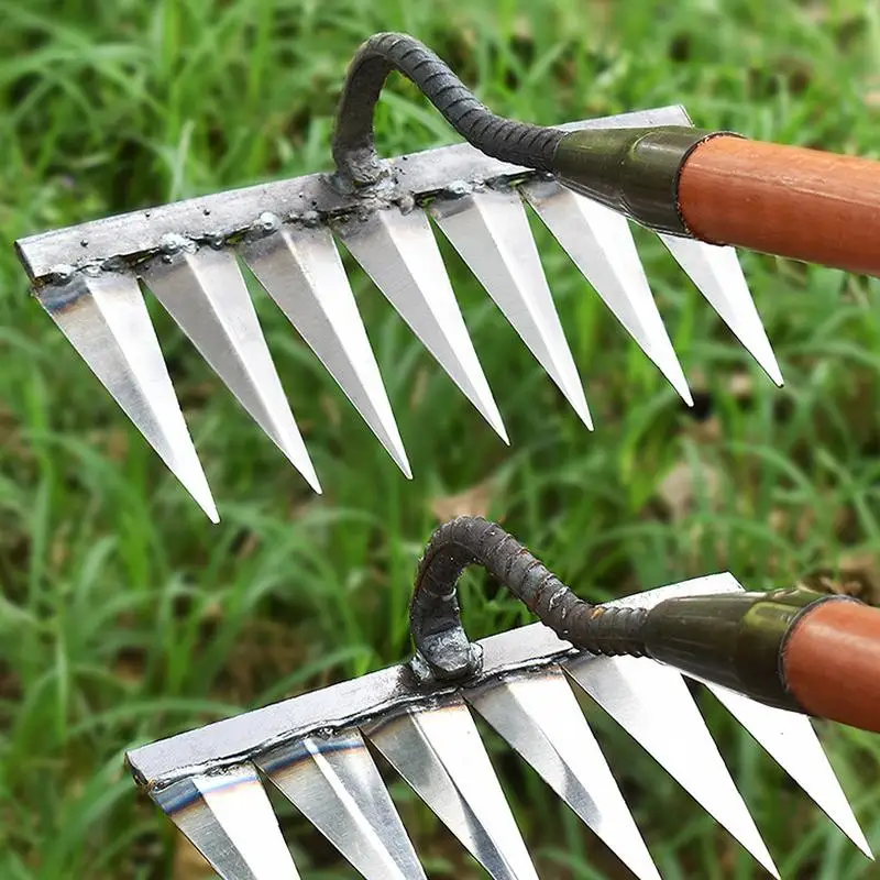 Gardeners Claw Rake Hand Dethatching Six-Tooth Nail Rake High Carbon Steel Material Weeding Tool For Patio Farm Vegetable Garden