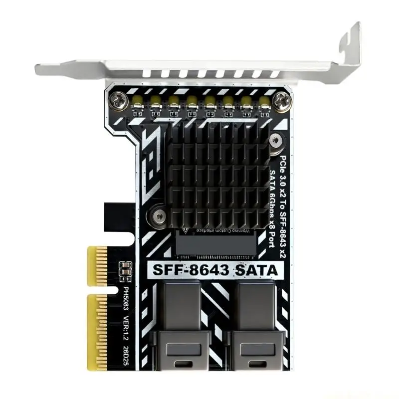 Double SFF-8643 PCIe3.0 SATAs Expansion Card for Internal Drive Expansion, PCB Adapter for Desktop and Workstations