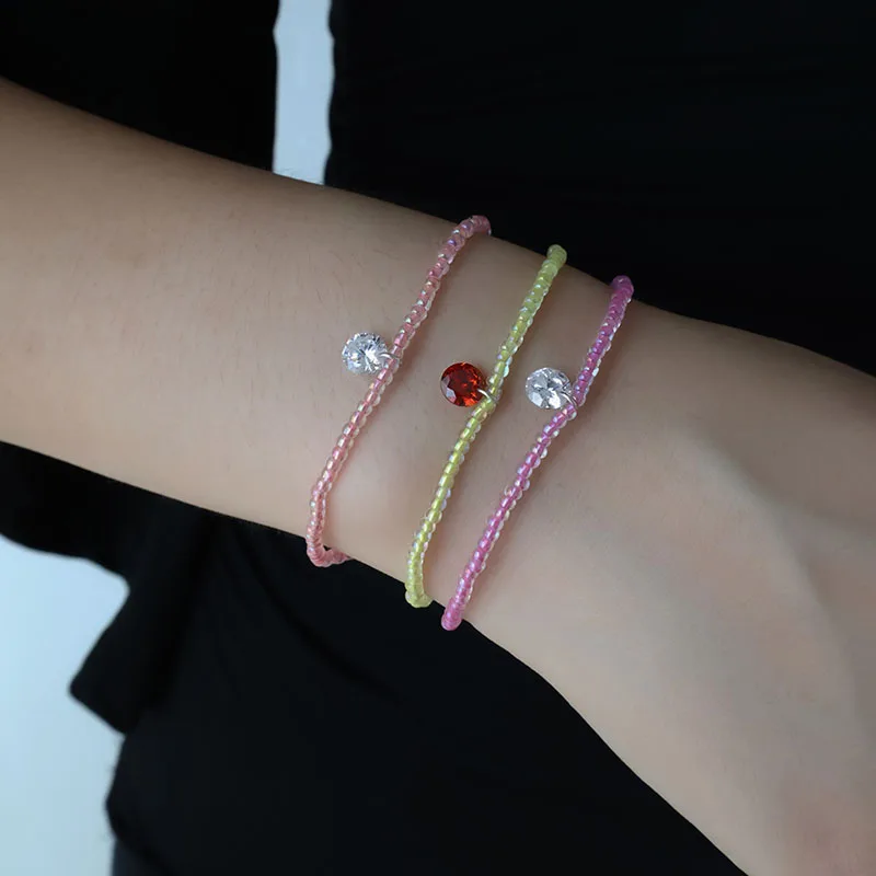 Dopamine color rice beaded bracelets for women summer bracelets cute dainty jewelry for teenage girls