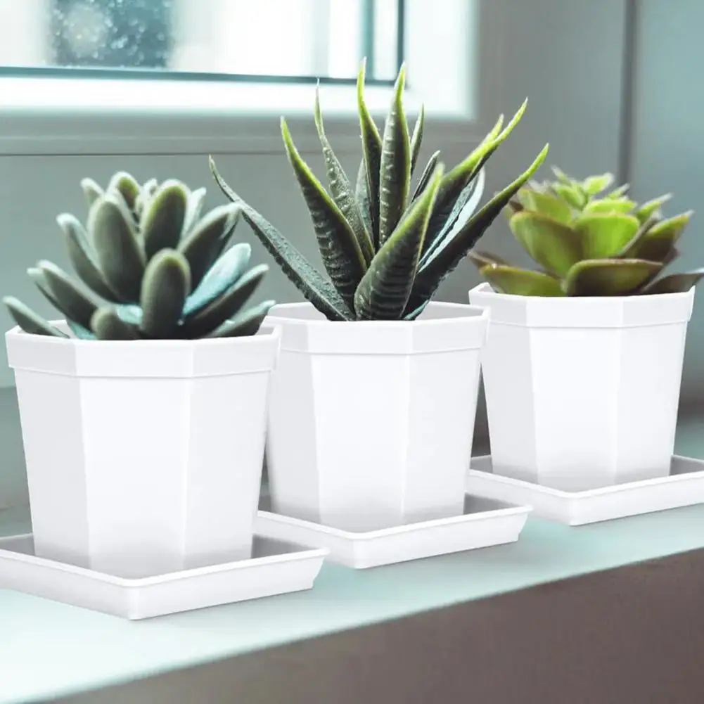 5Pcs Rectangle Flower Pot Tray Plant Saucer Drip Trays Plastic Catch Excess Water Soil Spills for Flower Pot Tray Indoor Plants