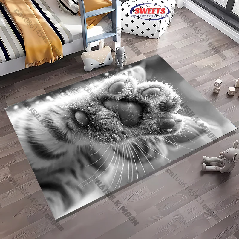 1PC Funny Cat Paw Printed Carpet Rug for Living Room Bedroom Entrance Door Decor Mat, Kids' Play Non-slip Mats Next Day Shipping