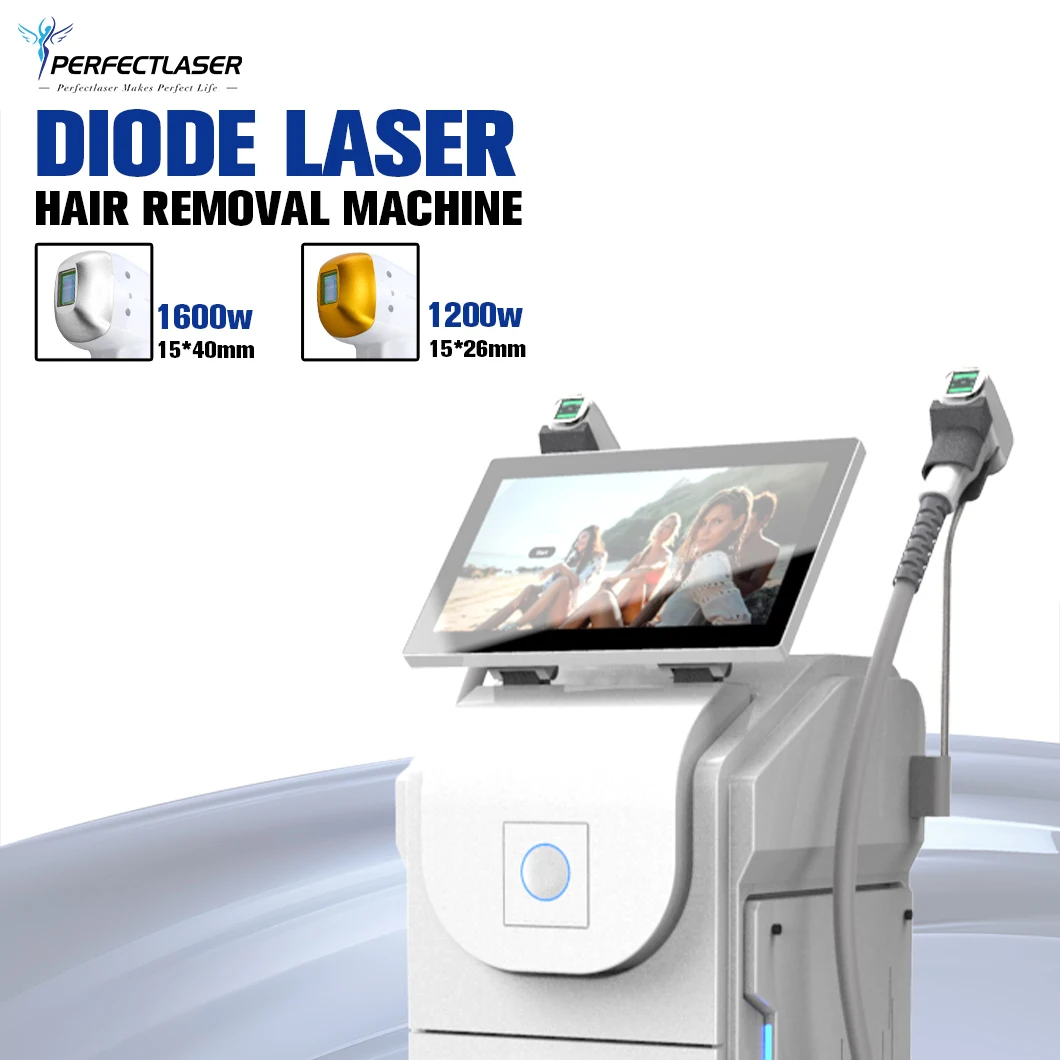 PerfectLaser Diode Laser Hair Removal Machine 1600W Three Wavelengths Double Handle For Fast Cooling Painless Remove Hair Device