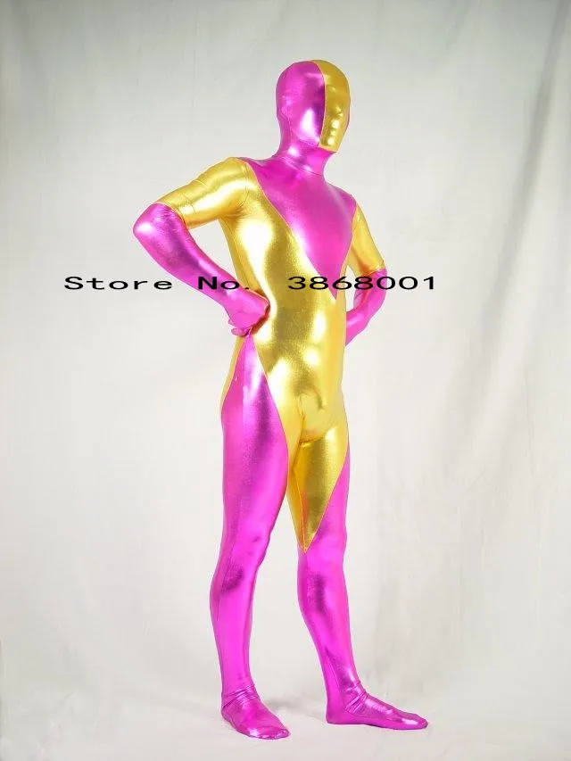 

cosplay costume halloween club party zentai suit Shiny Metallic color matching Cosplay jumpsuit spandex Catsuit for adults kids