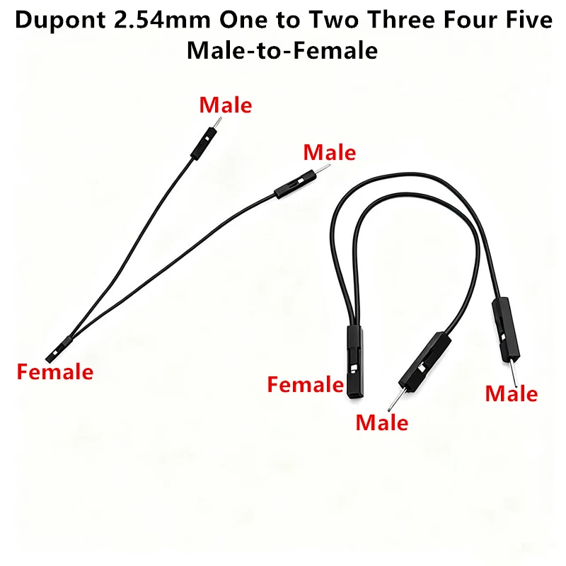 1PCS Dupont 2.54mm One to Two Three Four Five Male-to-Female Sub-Line 28AWG Dupont Line