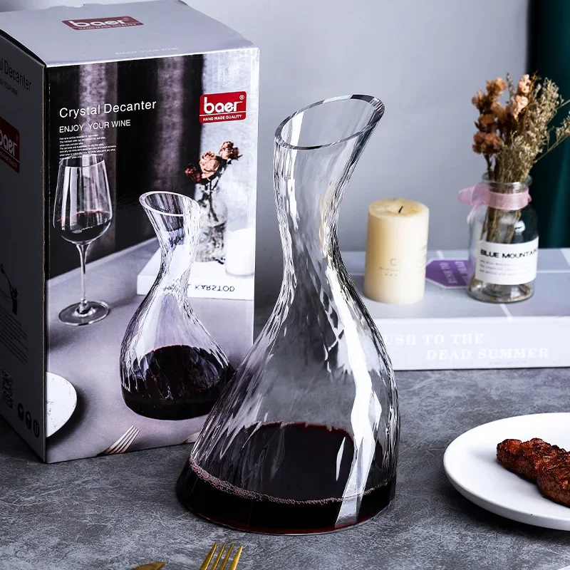 1300ML Big Decanter Handmade Crystal Red Wine Brandy Champagne Glasses Decanter Bottle Jug Pourer Aerator for Family Bar