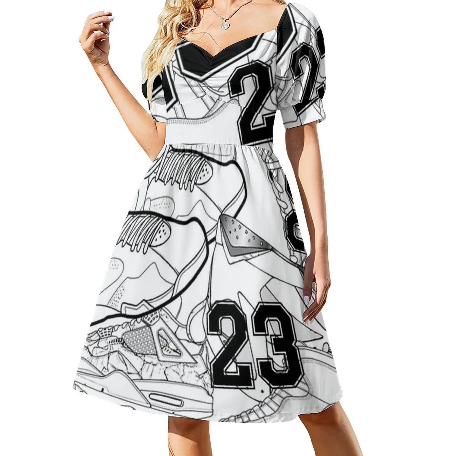دعوات الكرة الرياضية | خلفية الكرة حذاء رياضة | فستان نسائي للحفلات ملابس الشارع الشهير ملابس نادي مطبوعة عصرية للنساء #3