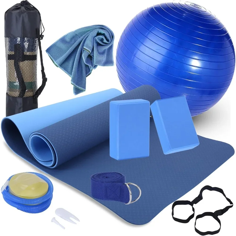 

Yoga Beginners Kit Yoga Blocks 2 Pack Yogas Strap Ball Mat with Carrying Strap Net Bag Sports Cooling Towel, Yoga