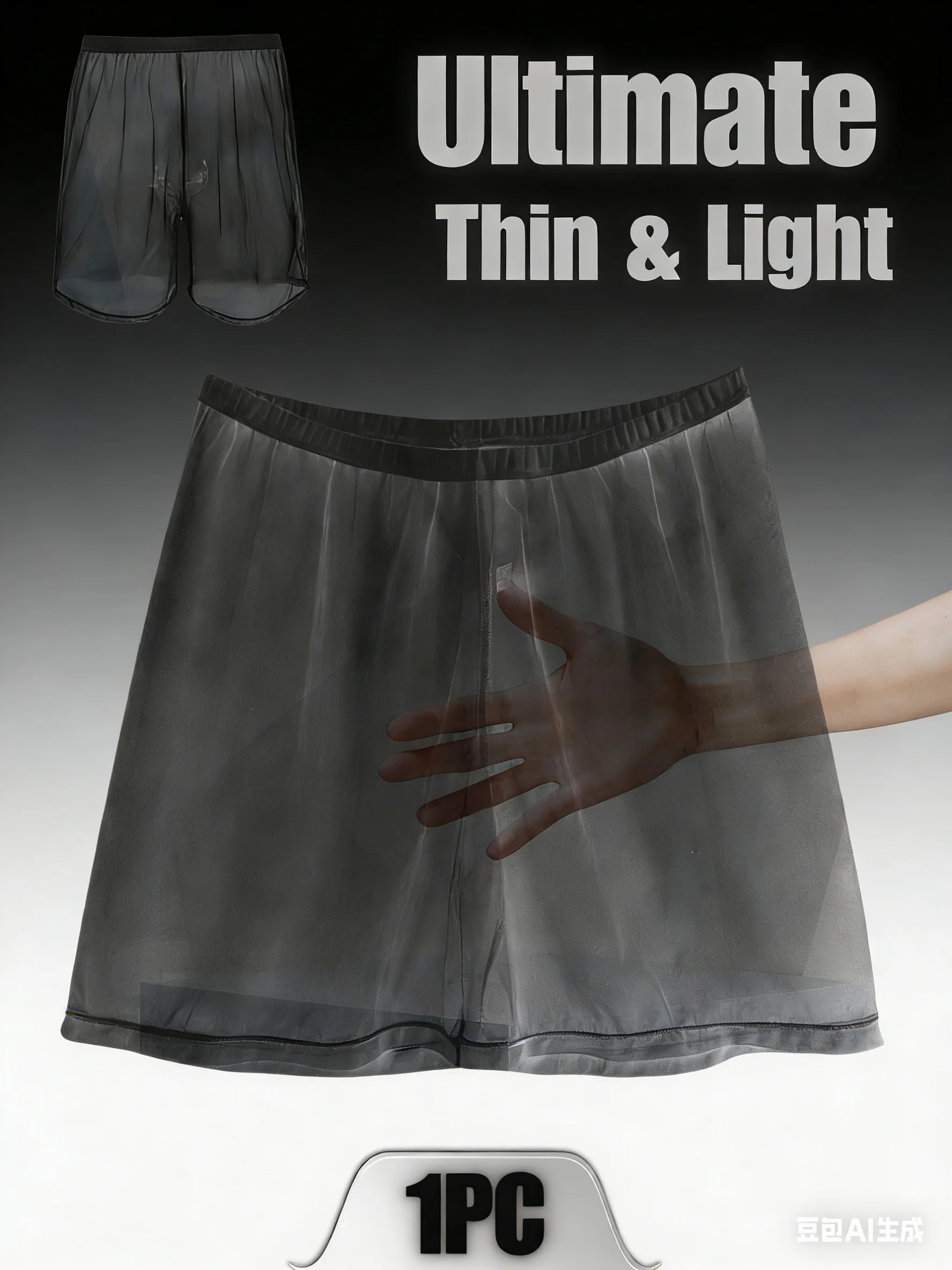 1Pc Long Men's Sexy, Simple, Comfortable, Fashionable, Soft, Breathable, Semi Transparent, Home Sports, Loose Fit Boxing Pants