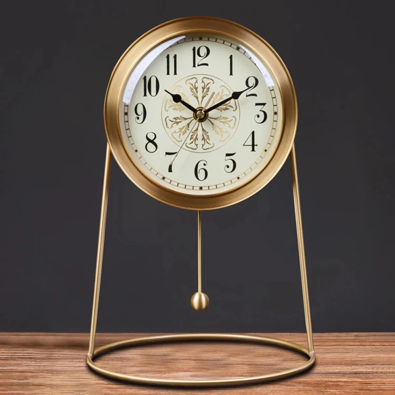 Brass Table Clocks Luxury Retro Design Clocks Living Room Study Silent Clock Minimalist Elegant Bedroom Desk Clock Household